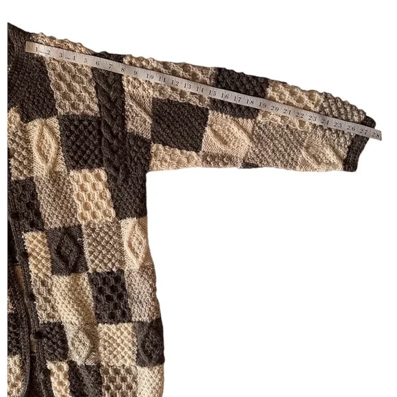 Vintage Blarney Woolen Mills Chunky Wool Patchwork Cardigan Sweater Size: XL - Picture 10 of 13